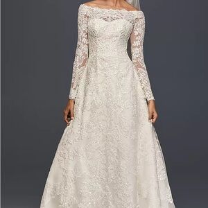 Oleg Cassini White Lace Long Sleeve Dress